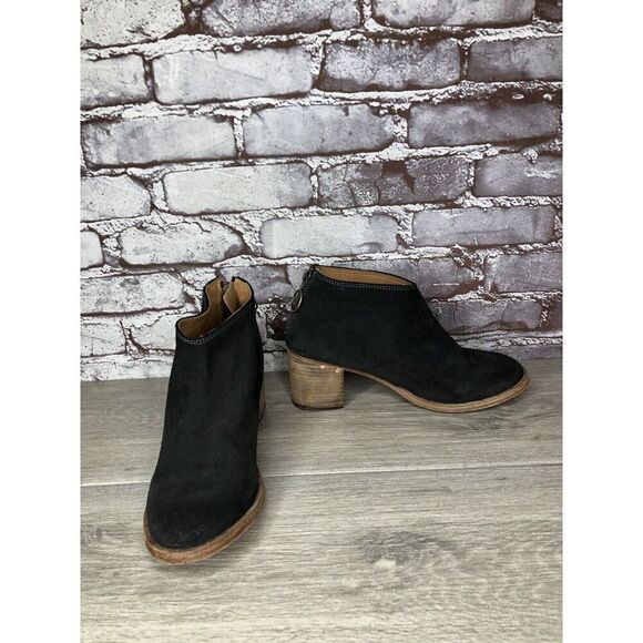 BEEK Falcon Black Suede Leather Back Zip Stacked Heel Booties Women’s 7M US/38EU - Picture 11 of 16